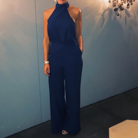 Lulus Royal Blue Halter Jumpsuit - Picture 2 of 6